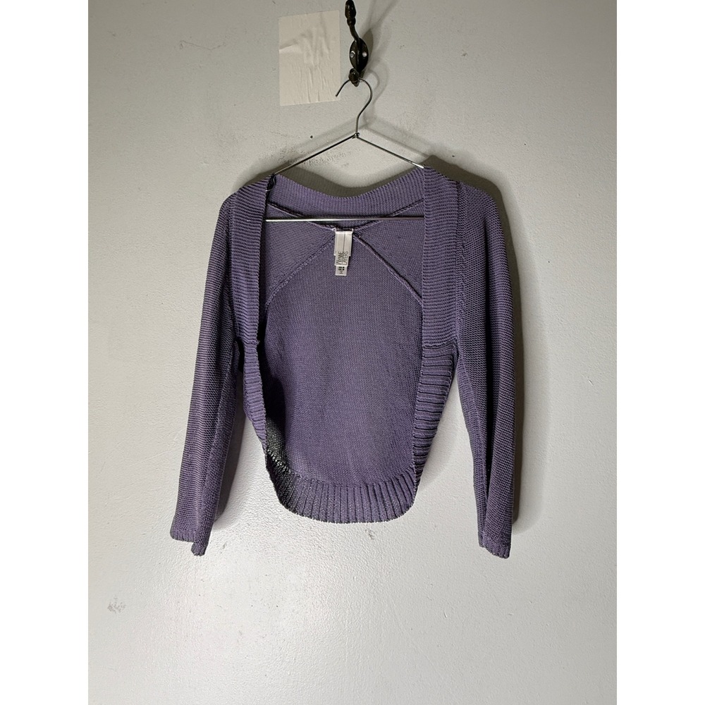 WynneLayers Open Mesh Sleeves Shrug Sweater Dusk Purple medium